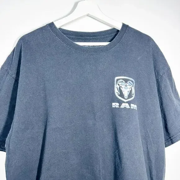 Dodge Ram Short Sleeve Graphic Logo T-Shirt Black Cotton Men Size XL - Picture 5 of 6